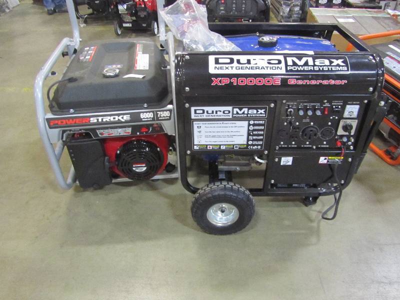 lot 21 image: Duromax 10,000-Watt Gasoline Powered Electric Start Portable Generator with Wheel KitPowerStroke 6,000-Watt Gasoline Powered Portable Generator