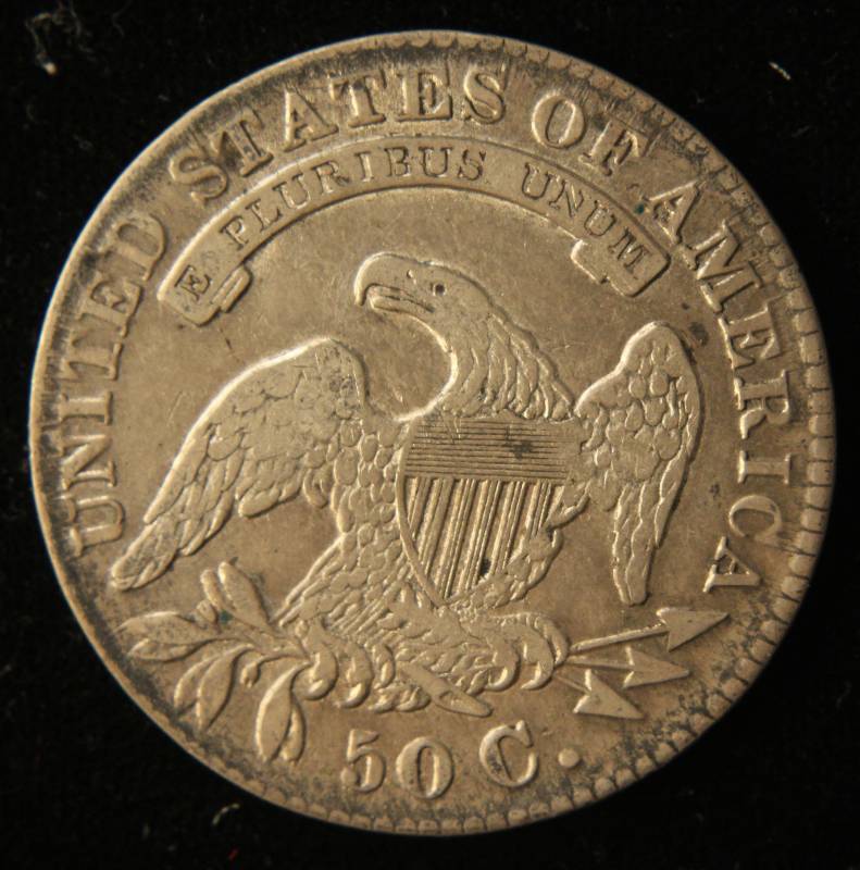 1830 LARGE O US CAPPED BUST SILVER HALF DOLLAR VF