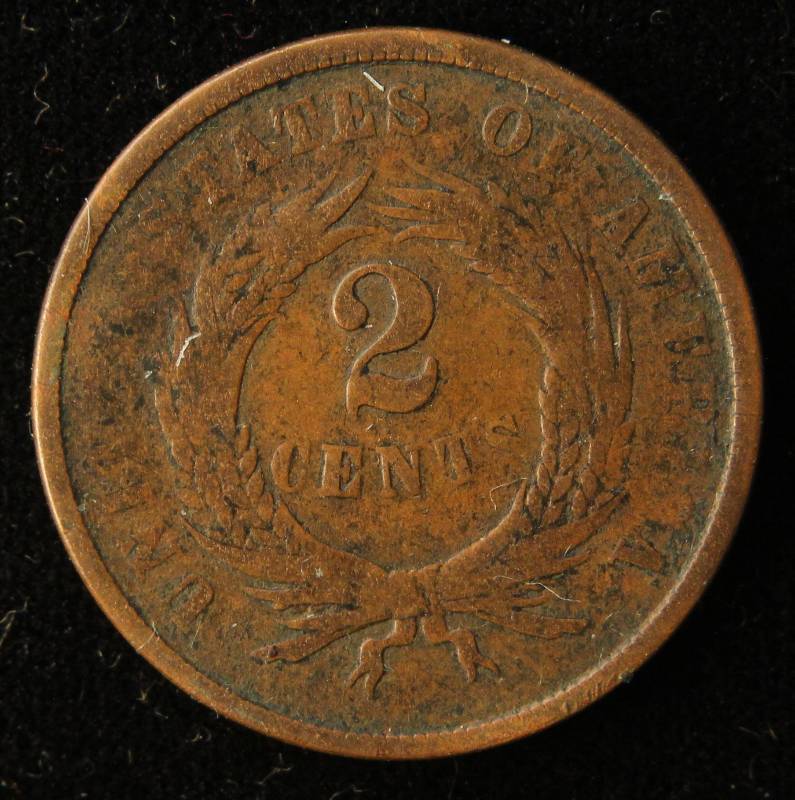 1865 US TWO CENT PIECE FINE