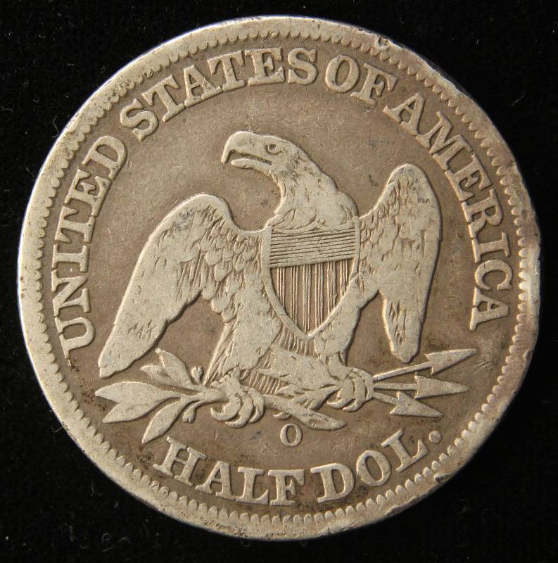 1858-O SEATED LIBERTY SILVER HALF DOLLAR FINE