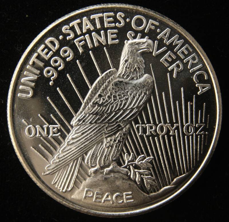 1 TROY OZ. .999 FINE SILVER PEACE DOLLAR DESIGN