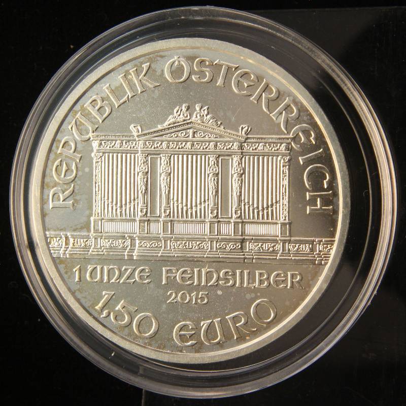 2015 AUSTRIA PHILHARMONIC 1 TROY OZ. .999 FINE SILVER IN AIRTITE