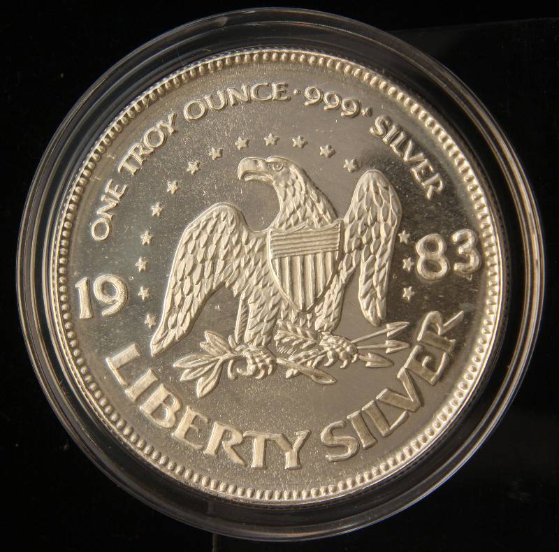 1 TROY OZ. .999 FINE SILVER 1983 A-MARK LIBERTY ROUND IN AIRTITE