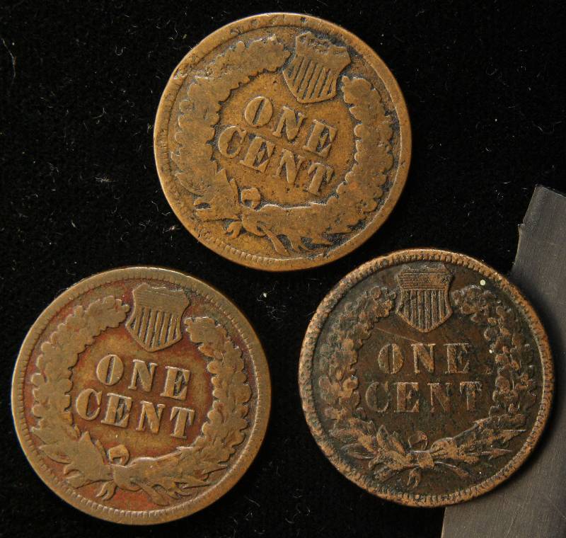 3 INDIAN HEAD CENTS 1880, 1881, 1883