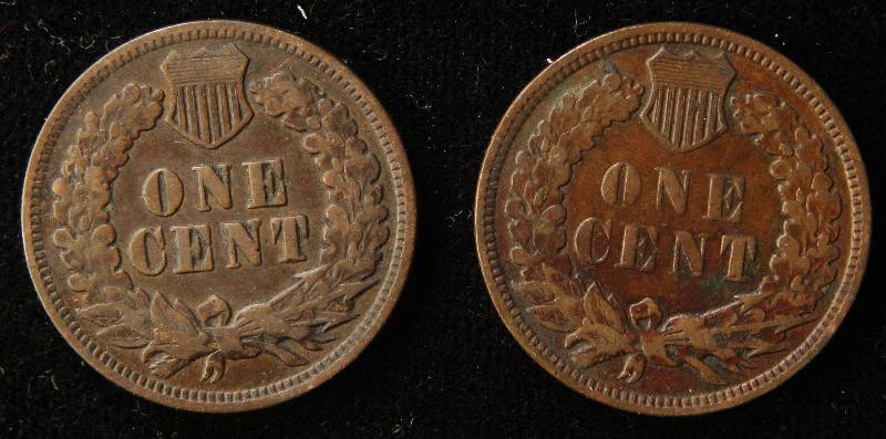 2 INDIAN HEAD CENTS 1905 VF,  1907 FINE