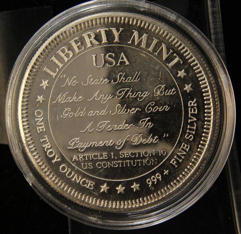 1 TROY OZ. .999 FINE SILVER LIBERTY MINT NO STATE SHALL... IN AIRTITE