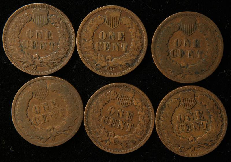 GROUP OF 6 INDIAN HEAD  G-VF