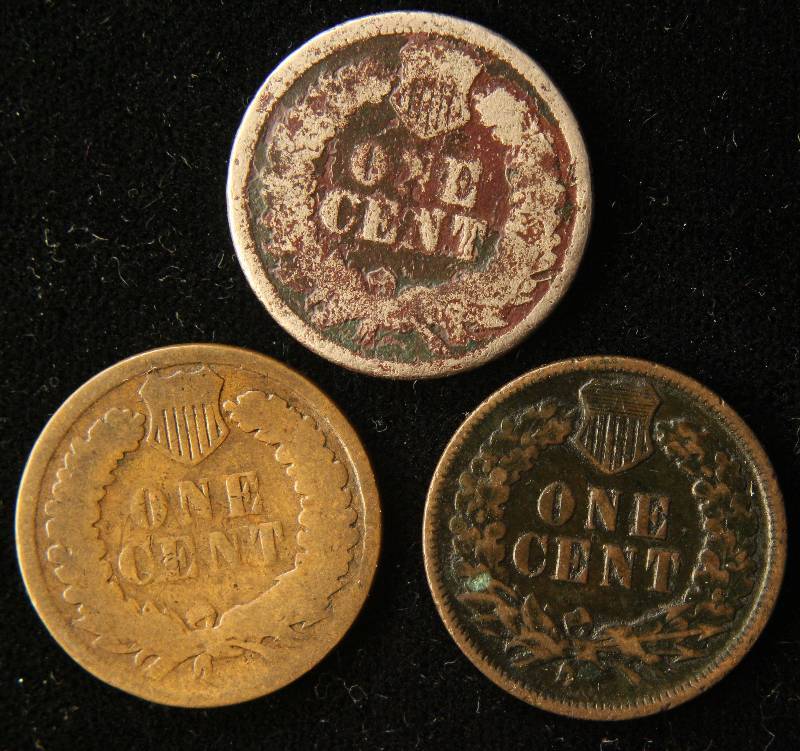 3 INDIAN HEAD CENTS 1864, 1881, 1889