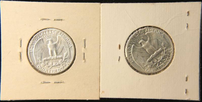 2 SILVER WASHINGTON QUARTERS 1958 & 1964-D BU