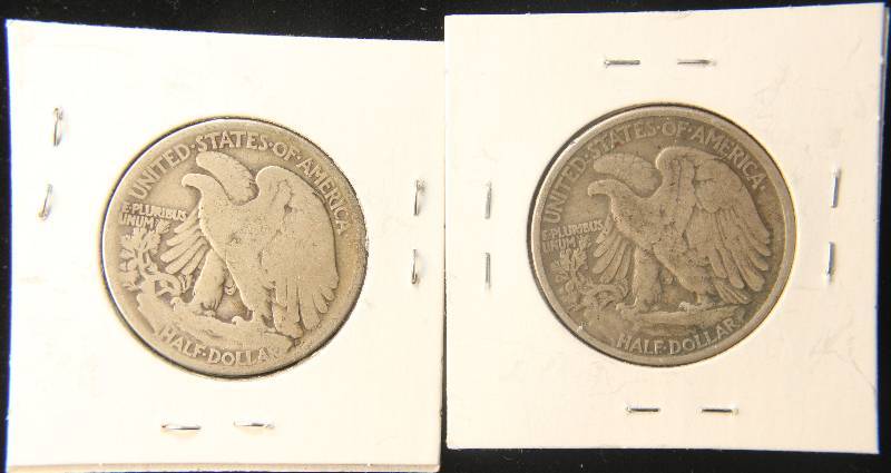 2 SILVER HALF DOLLARS 1944 & 1945-D WALKING LIBERTY
