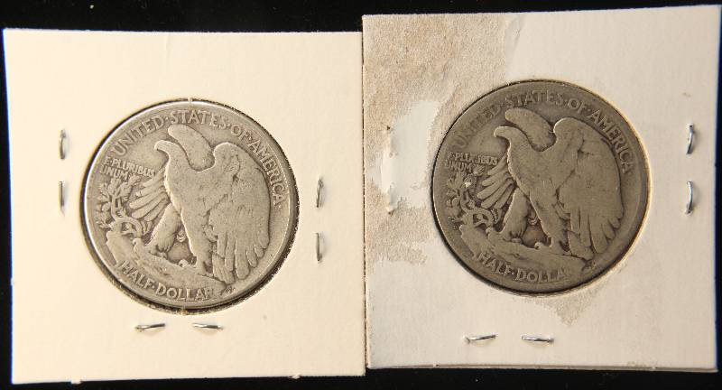 2 SILVER HALF DOLLARS 1934-D & 1943 WALKING LIBERTY