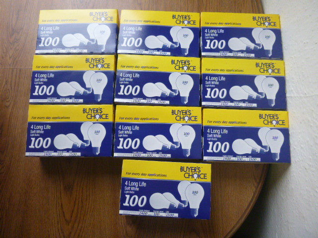 lot 15 image: 10 Packs of 100 Watt Light Bulbs