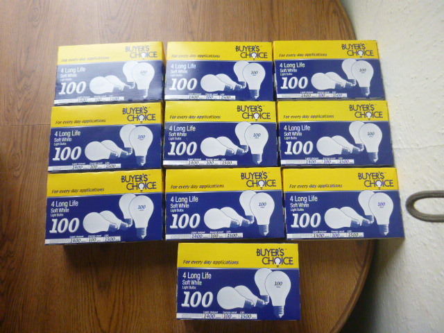 lot 16 image: 10 Packs of 100 Watt Light Bulbs