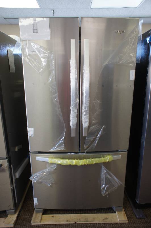 lot 6 image: BRAND NEW - WITH WARRANTY - WHIRLPOOL MODEL # (WRF535SMB) -  French Door Refrigerator - 35 - 25 cu ft - Monochromatic Stainless Steel  - MSRP $ 1599.99