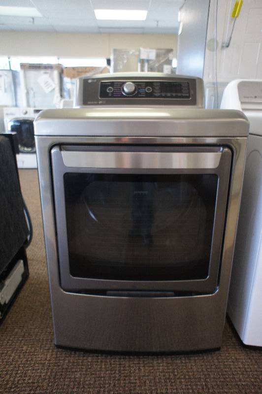 lot 12 image: NEW - SCRATCH AND DENT - LG MODEL # (DLEX5780VE) - ELECTRIC - LG SteamDryer DLEX5780 Front-Loading Electric Dryer - 7.3 cu ft - graphite steel  - TESTED WORKS - MSRP $ 1199.99