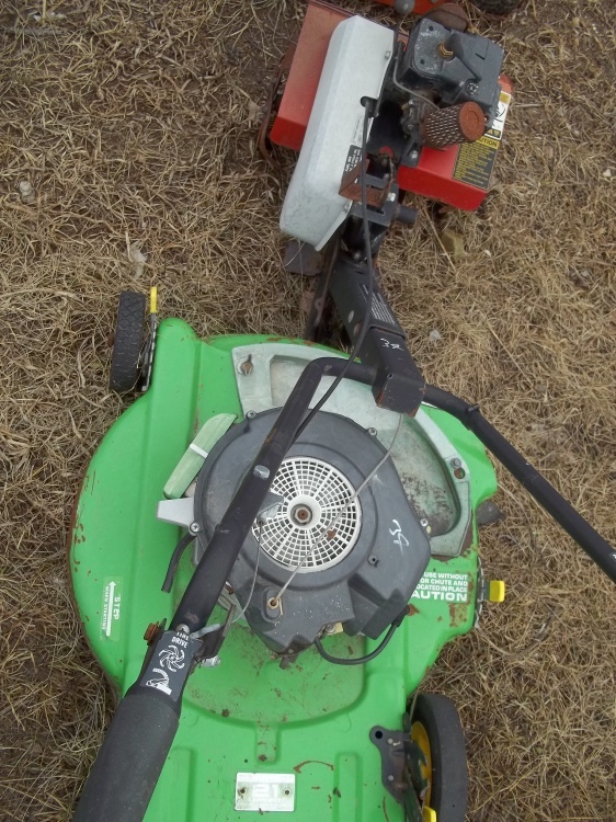 lot 134 image: Push Lawn Mower and tiller for parts or repair Lawn Boy
