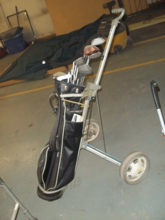 lot 33 image: Golf Clubs and cart