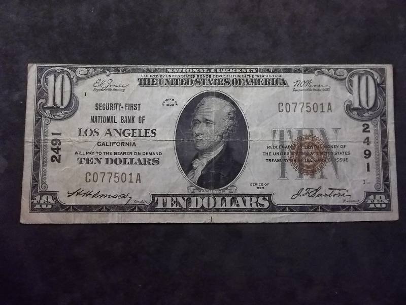10 Dollar National Currency Bill