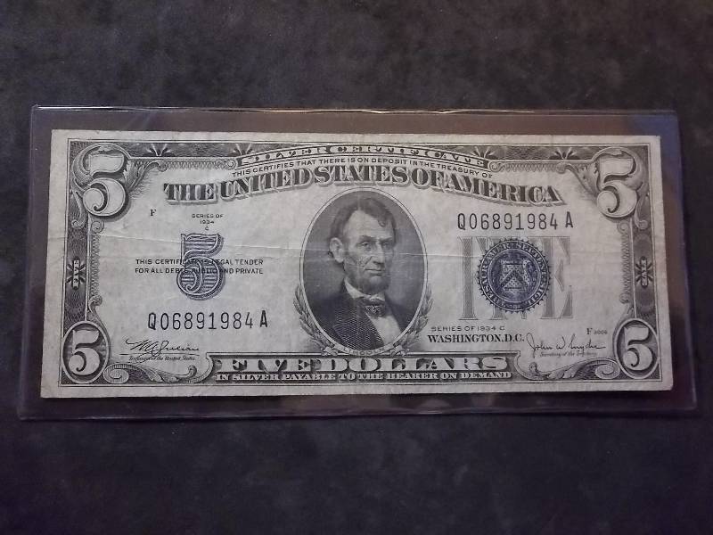 5 Dollar Federal Reserve Note Series 1934 C