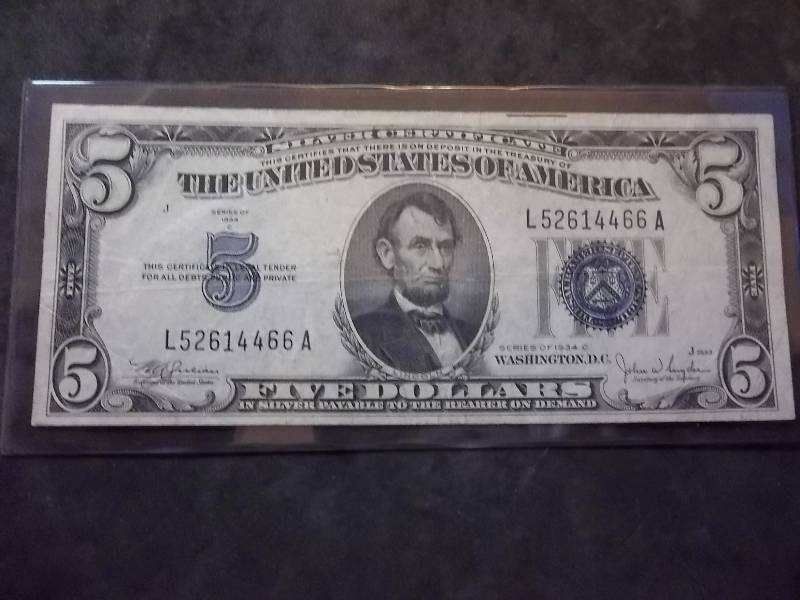 5 Dollar Federal Reserve Note Series 1934 C
