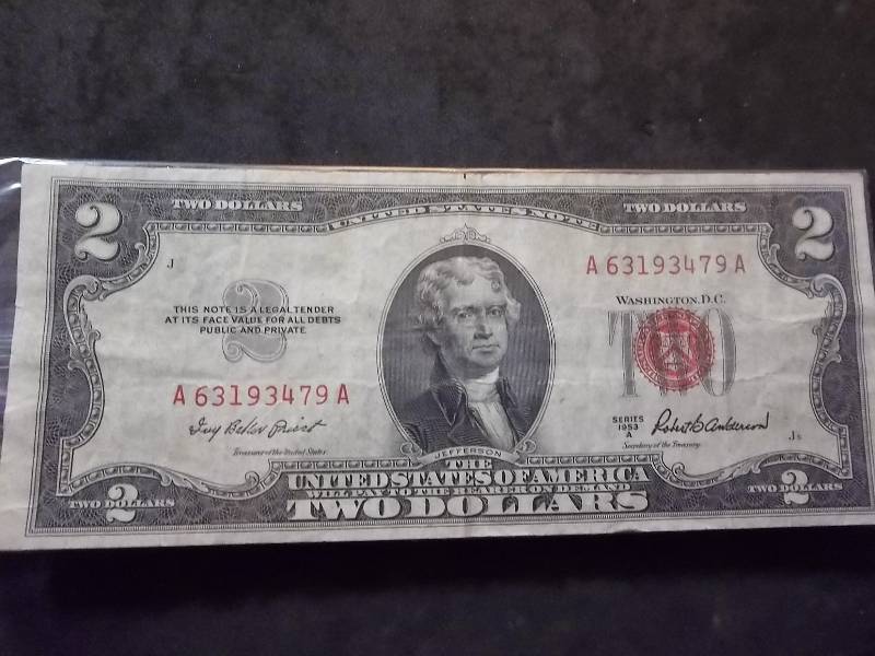 2 Dollar US Note Red Seal Series 1953
