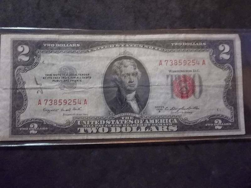 2 Dollar US Note Red Seal Series 1953 B