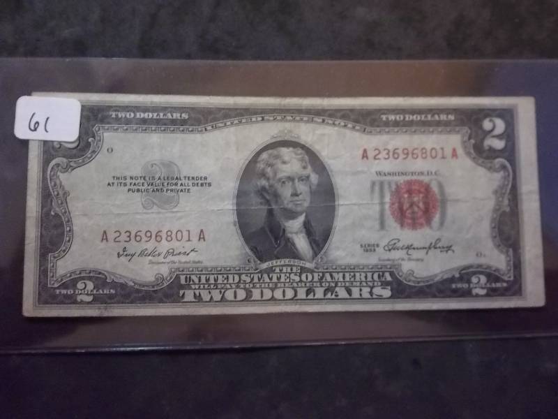 2 Dollar US Note Red Seal Series 1953