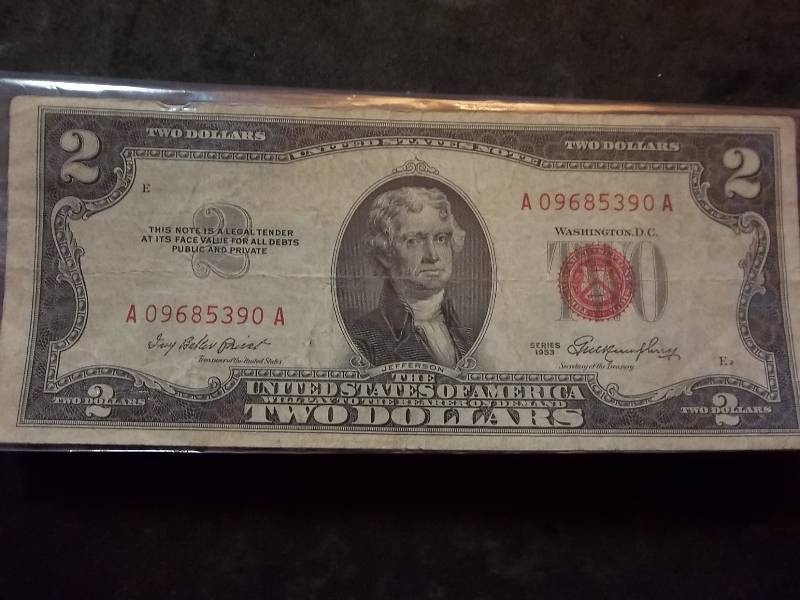 2 Dollar US Note Red Seal Series 1953