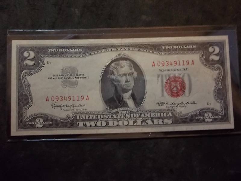 2 Dollar US Note Red Seal Series 1963