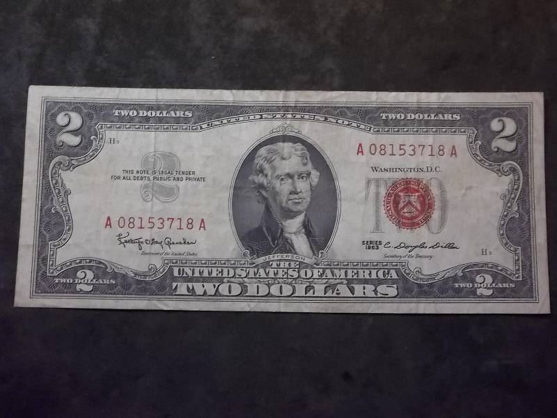 2 Dollar US Note Red Seal Series 1963