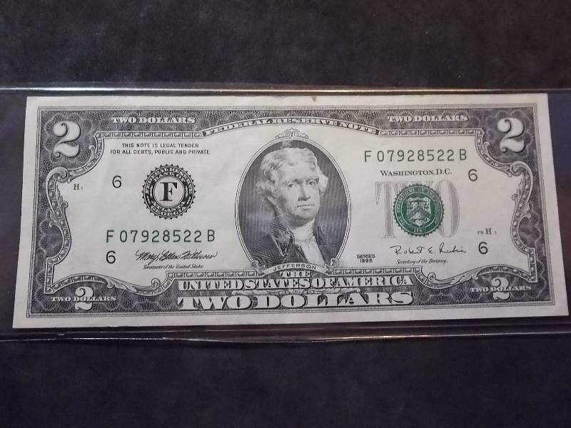 2 Dollar US Note Green Seal Series 1995