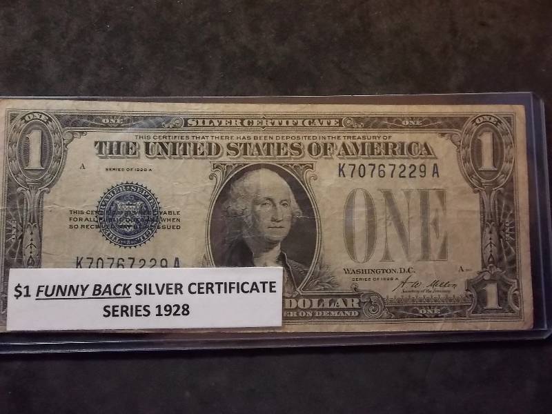 1 Dollar US Silver Certificate Series 1928 Funny Back