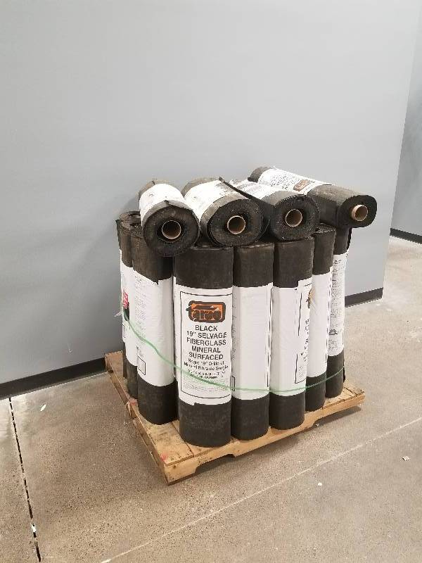lot 27 image: Tarco Black 19 Salvage Fiberglass Mineral Surfaced (32 Rolls)
