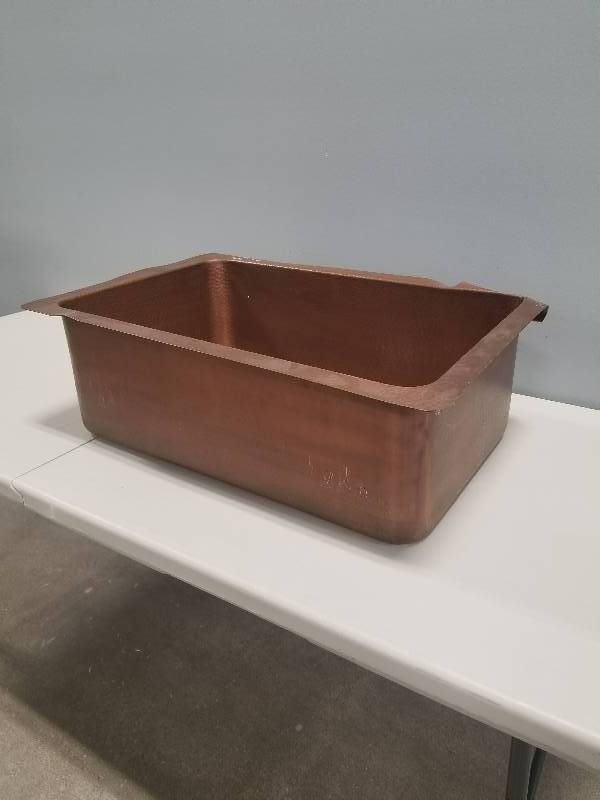 lot 29 image: SINKOLOGY Orwell Undermount Handmade Solid Copper 30 in. Single Bowl Kitchen Sink in Antique Copper