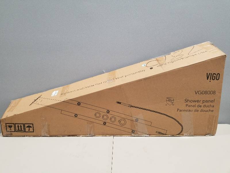 lot 35 image: VIGO 6-Jet Shower Panel System with Rain Shower Head and Handshower in Stainless Steel