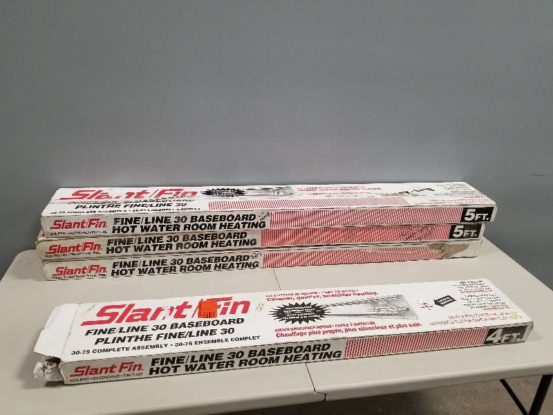 lot 53 image: SlantFin FineLine 30 5 ft. Fully Assembled Enclosure and Element Hydronic Baseboard (3) & SlantFin 30 4 ft. Fully Assembled Enclosure and Element Hydronic Baseboard