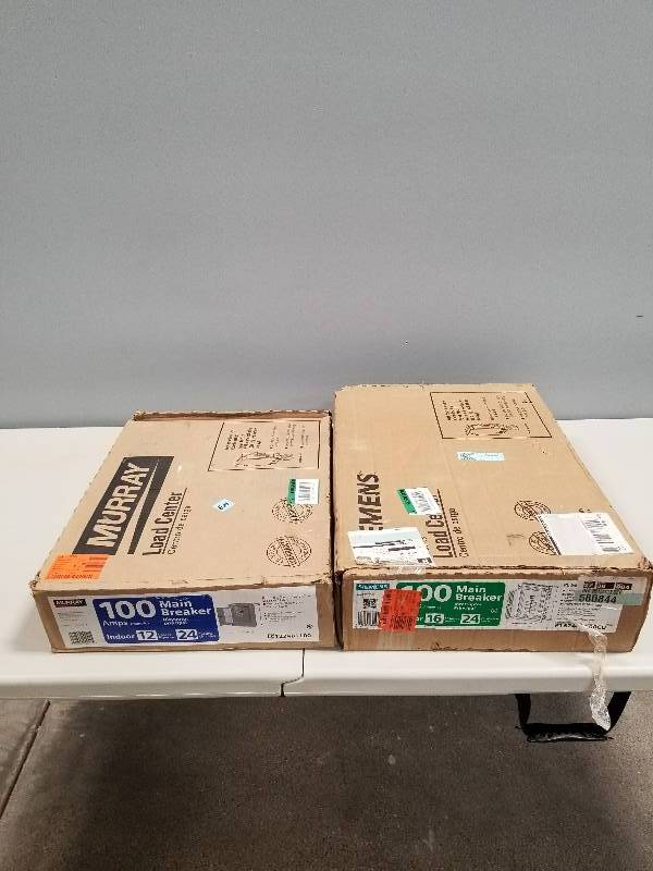 lot 66 image: Murray 100-Amp 12-Space 24-Circuit Main Breaker Load Center & Siemens PL Series 100 Amp 16-Space 24-Circuit Main Breaker Indoor Load Center
