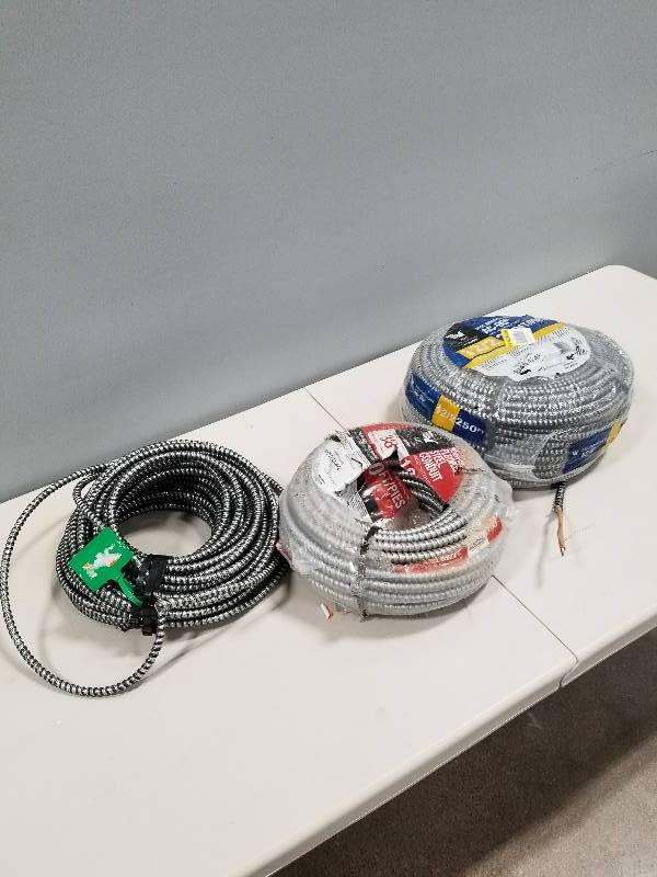 lot 67 image: AFC Cable Systems 38 x 100 ft. Flexible Steel Conduit & 122 x 250 ft. BXAC-90 Solid Cable & 122 x 100 ft. Solid MC Lite Cable