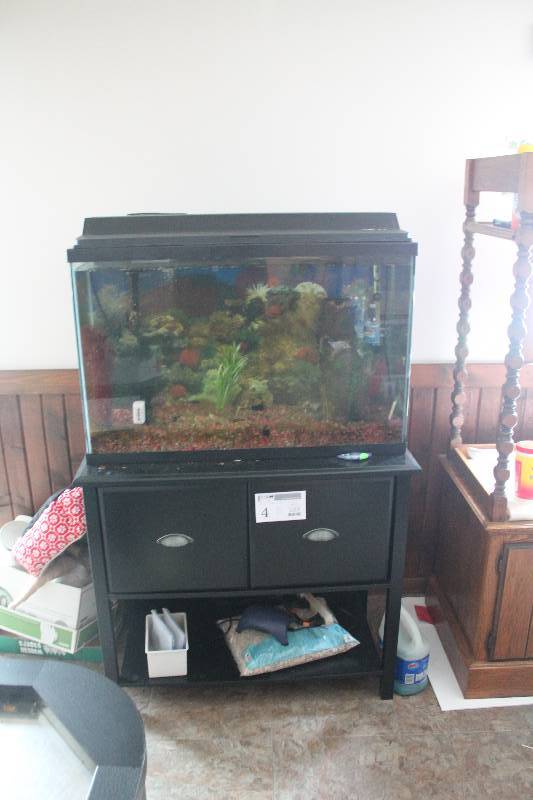 Fish Aquarium Tank W 2 Door Cabinet Stand Coon Rapids Estate