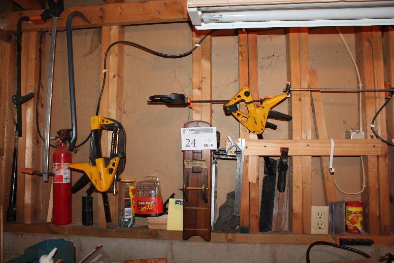 lot 24 image: Hand Tools - Clamps, Pry Bars, Fire Extinguisher, And More
