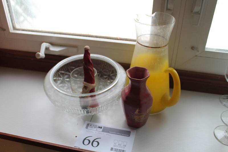 lot 66 image: Pitchers, Vase, Glass Bowl
