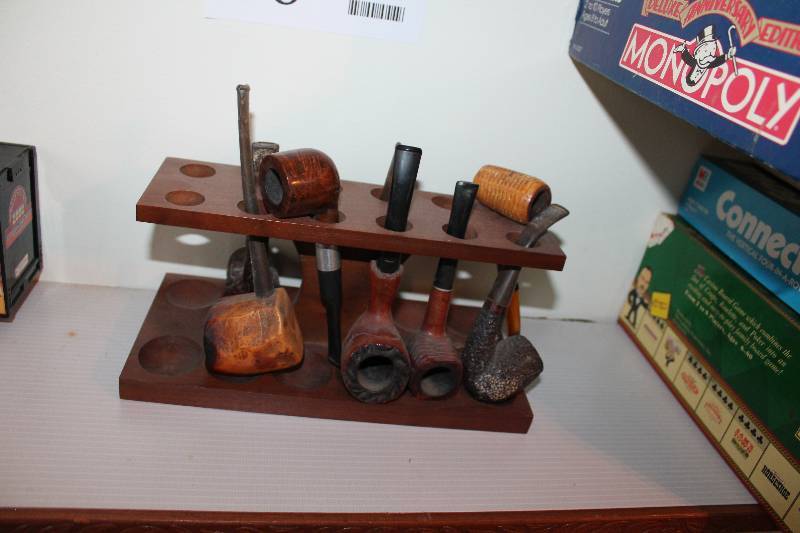 lot 56 image: Tobacco Smoking Pipes w Pipe Stand