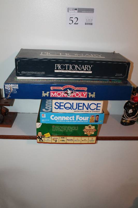 lot 52 image: Board Games - Pictionary, Monopoly, Sequence, Connect Four, Casino Royale