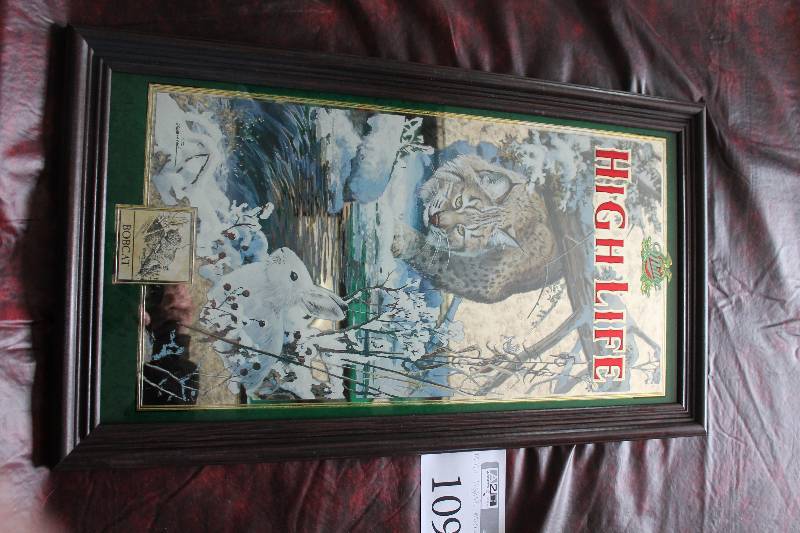 lot 109 image: Miller High Life Beer Bobcat Mirror