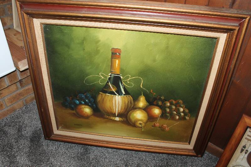 lot 100 image: Wine w Fruit Framed Matted Wall Art