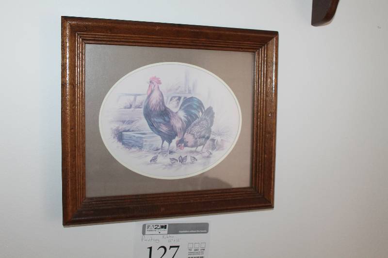 lot 127 image: Hens By T.C. Morris Signed Framed Matted Painting
