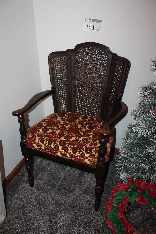 lot 164 image: Wood Living Room Chair w Fabric Cushion