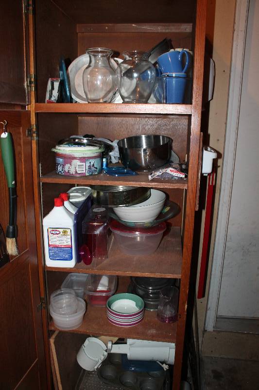 lot 210 image: Glass Jars, Mugs, Pots, Bowls, Lighter Fluid, And More