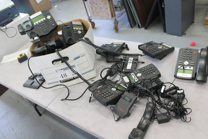 lot 48 image: Lot of (10) Polycom Telephone Sets w Headsets
