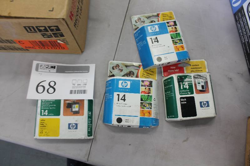 lot 68 image: Lot of (4) HP Ink Catridges - 14 Yellow, Cyan, Cyan, Black